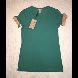 Burberry T-shirt with plaid embellished cuffs